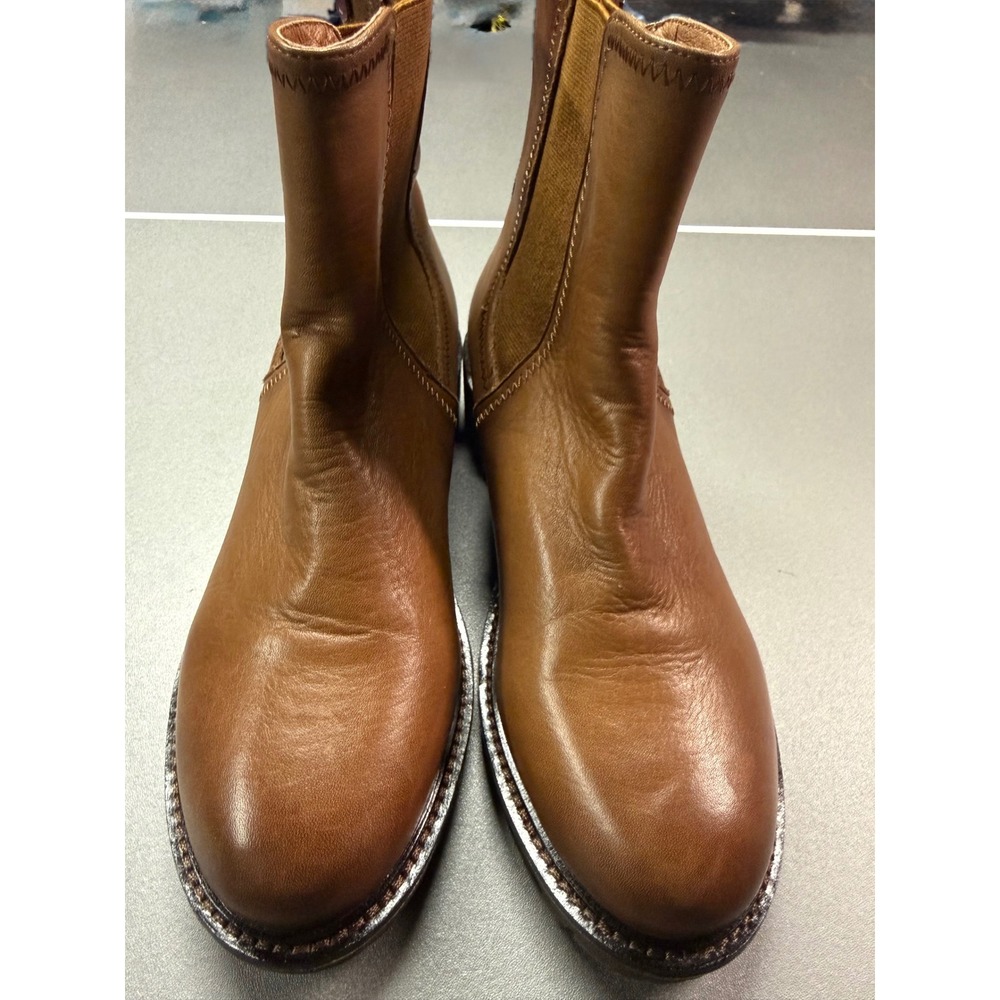 Carmela Tan Brown Leather Chelsea Boots Lug Sole Pull‎ On Spain Size 37